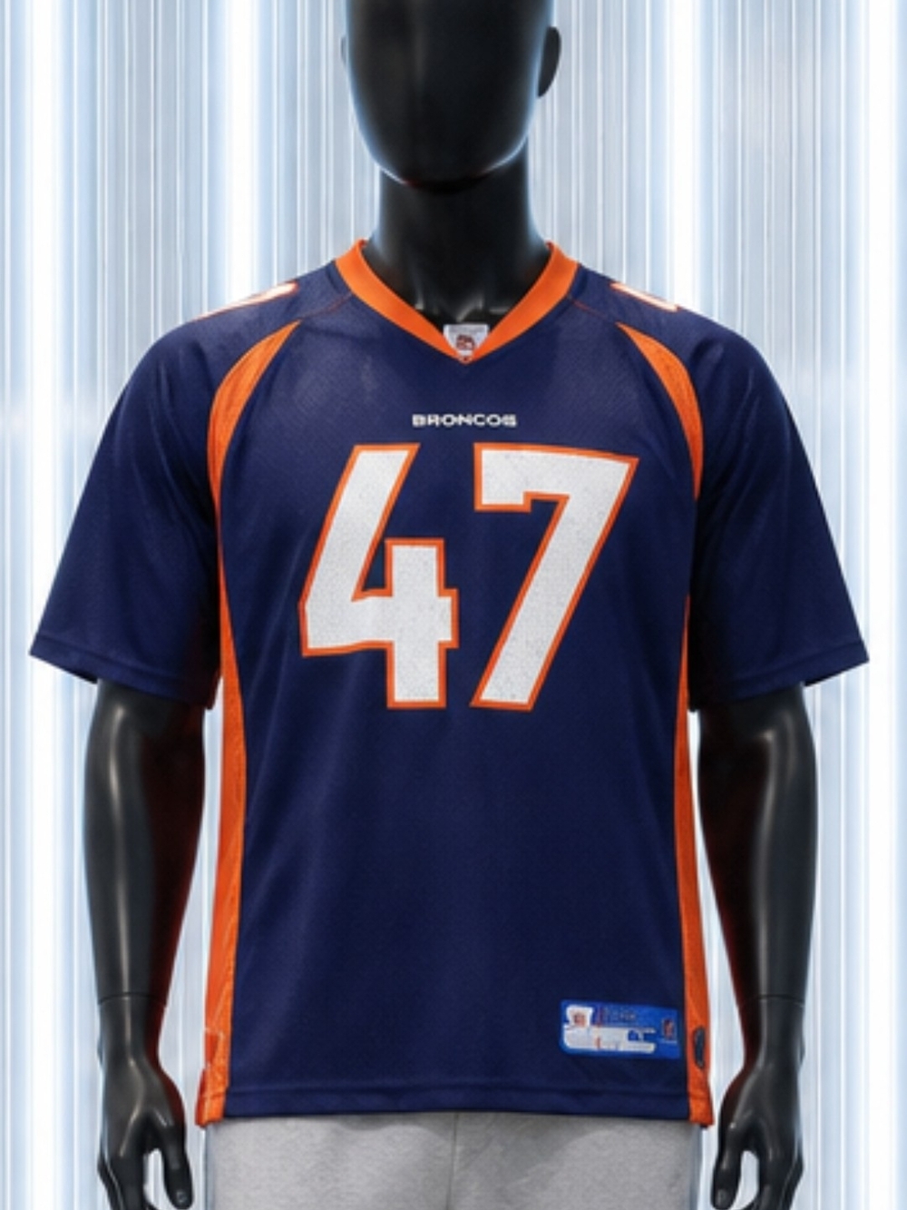 Reebok Men’s Navy and Orange Broncos #47 Football Jersey